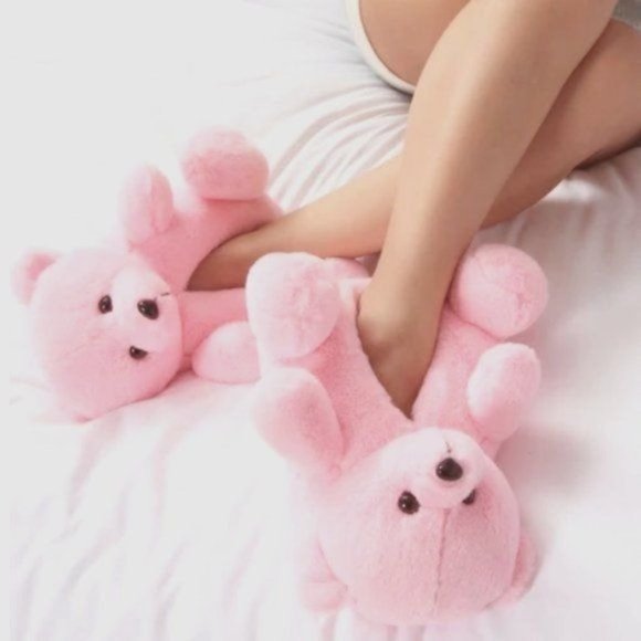 Shoes - LIVE SHOW - Pink Teddy Bear Slippers